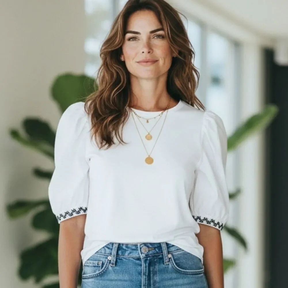 Zara White Puff Sleeve Blouse